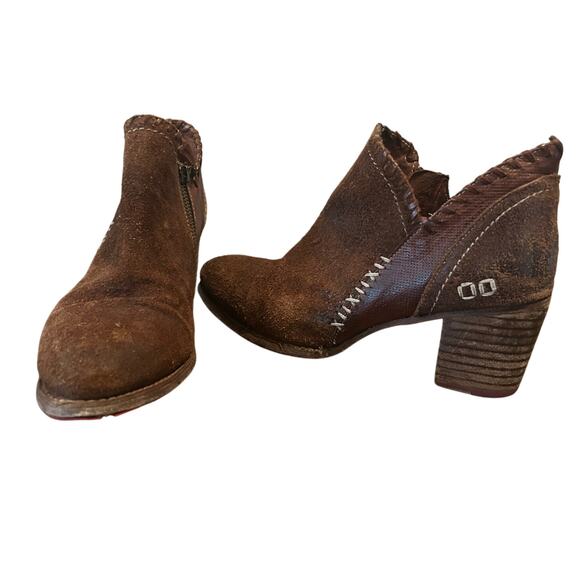 BED|STU Carla Teak MD Leather Ankle Boots Sz 9 Brown Suede Whipstitch Bootie‎ - Picture 2 of 12